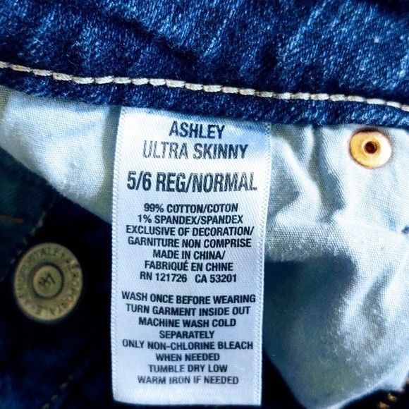 Aeropostale Ashley Ultra Skinny 5/6 Distressed Ankle/Cropped Denim Blue Jeans - Picture 11 of 12